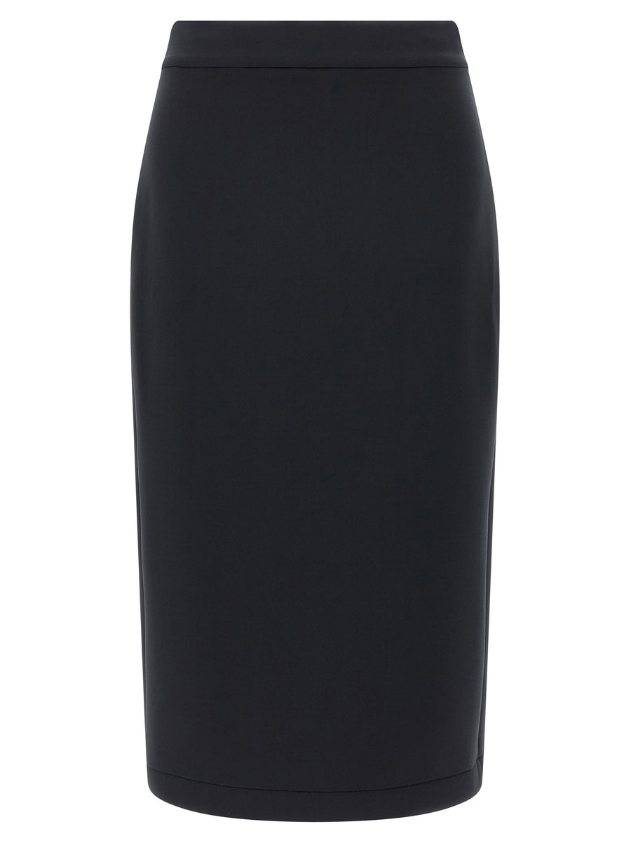 Black Polyester Midi Skirt