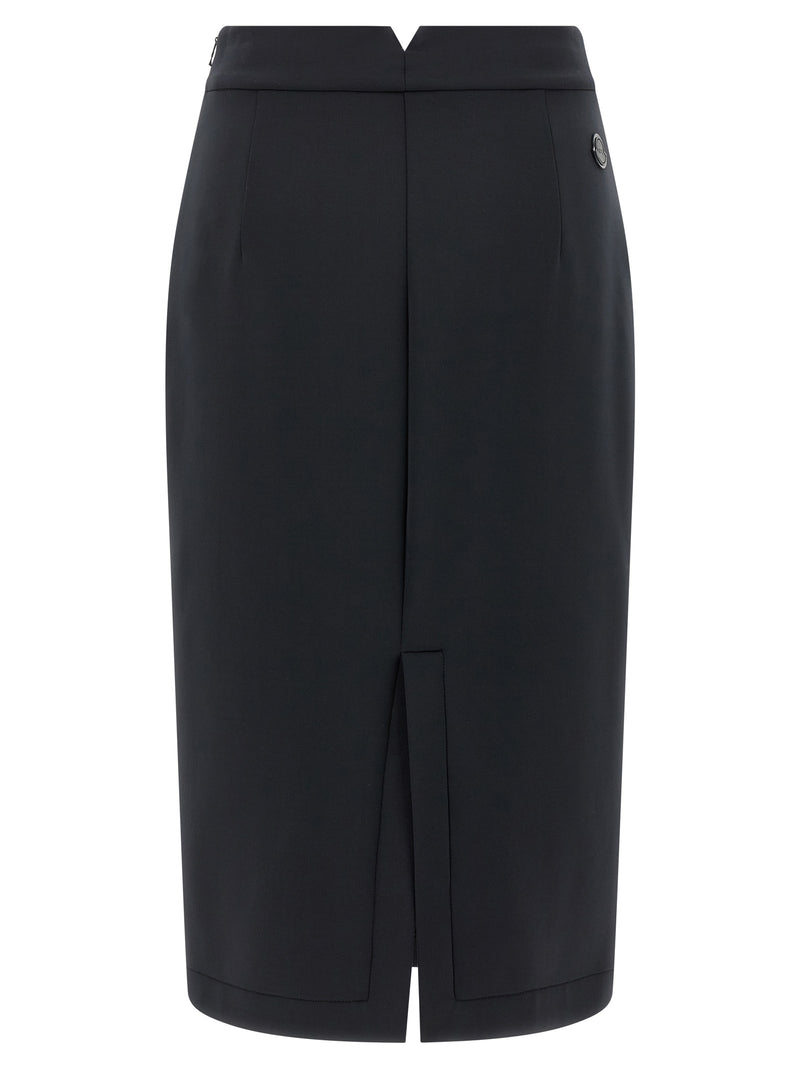 Black Polyester Midi Skirt