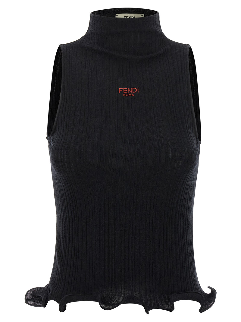 Black Polyester Sleeveles T-Shirt