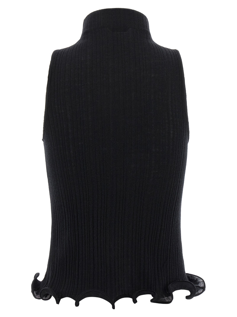 Black Polyester Sleeveles T-Shirt