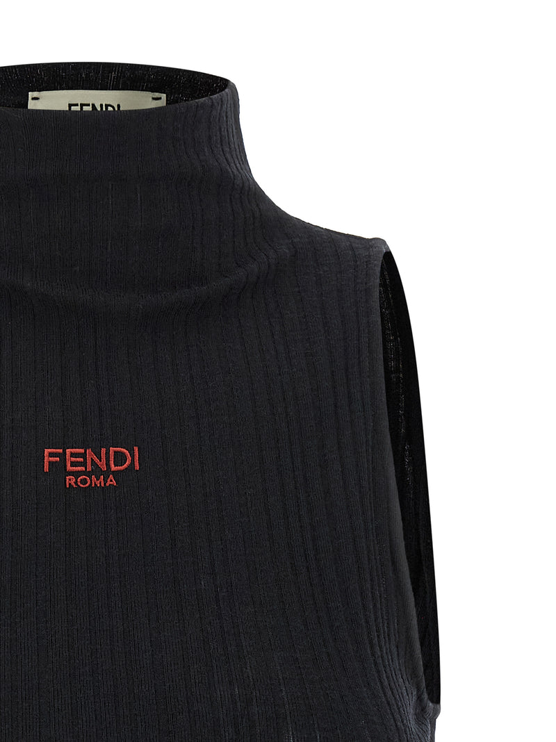 Black Polyester Sleeveles T-Shirt