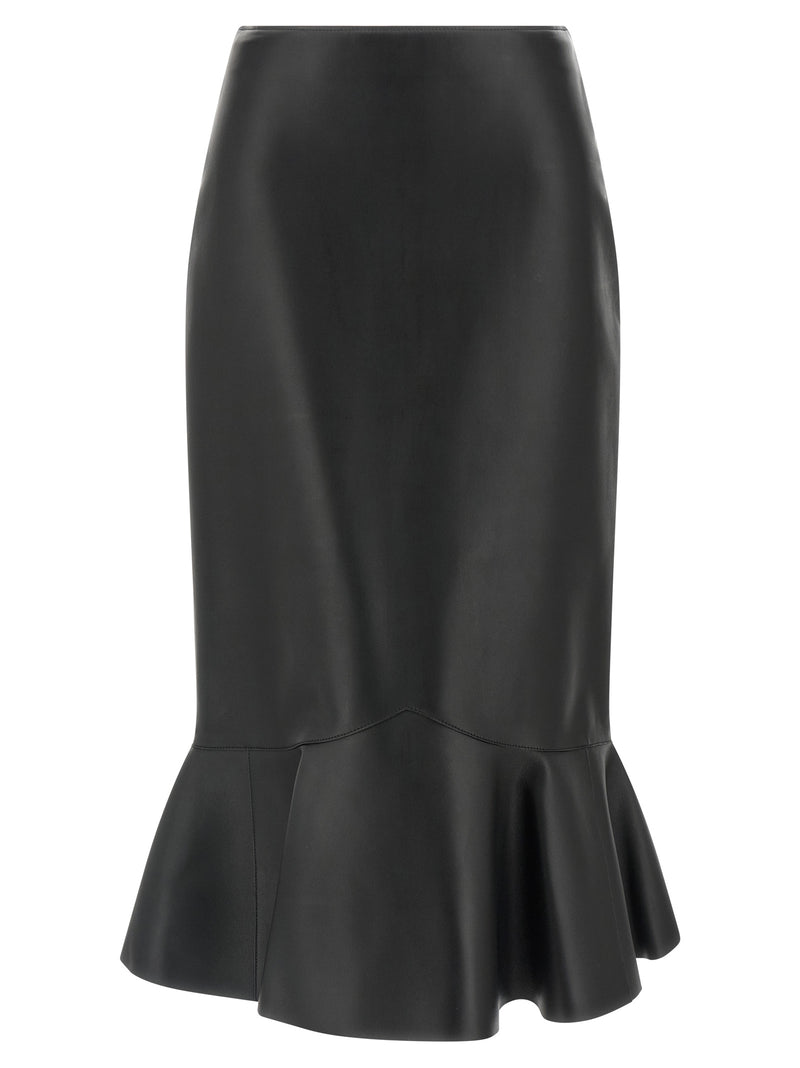 Black Lamb Leather Midi Skirt
