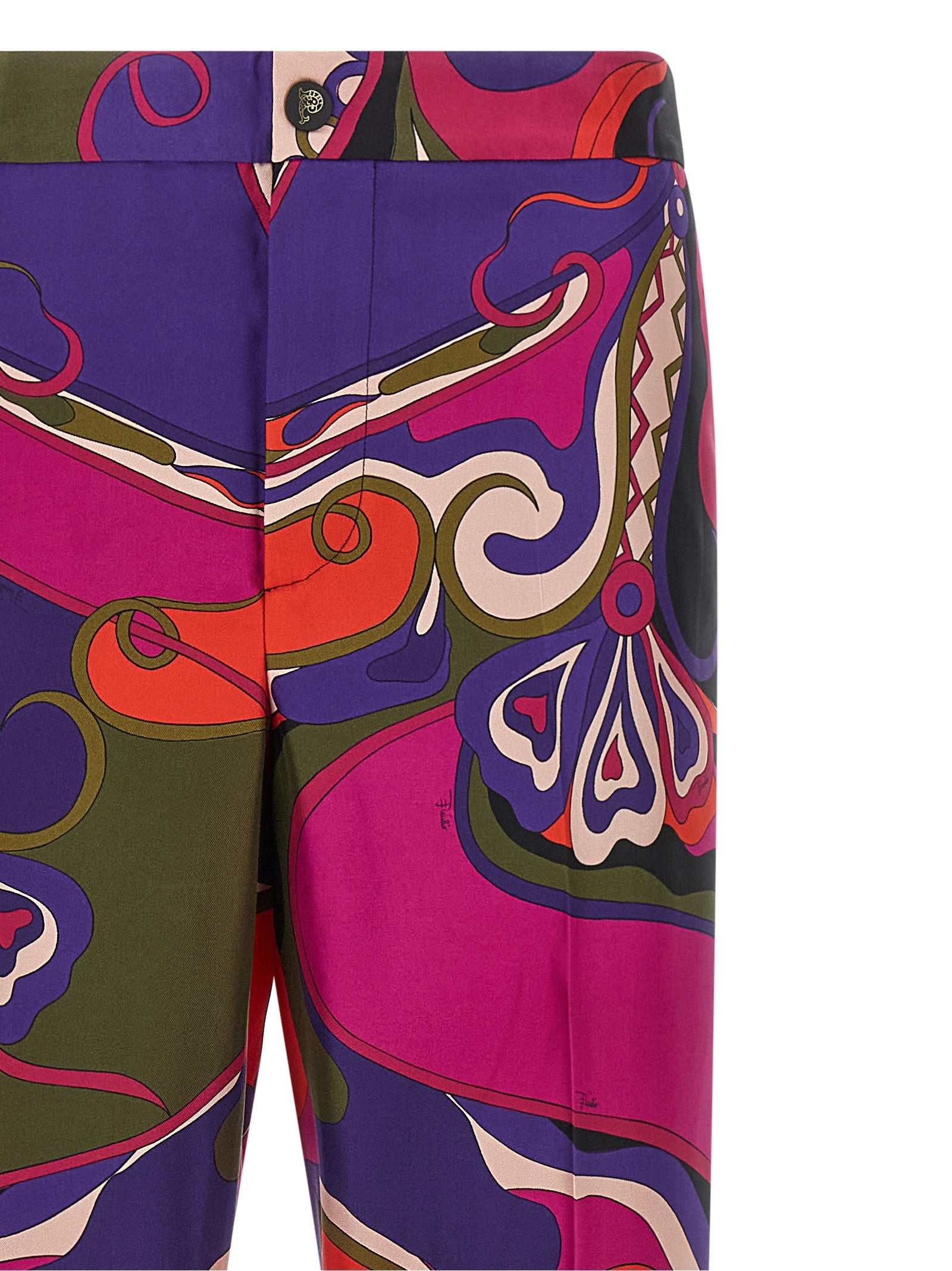 Multicolor Silk Casual Pants