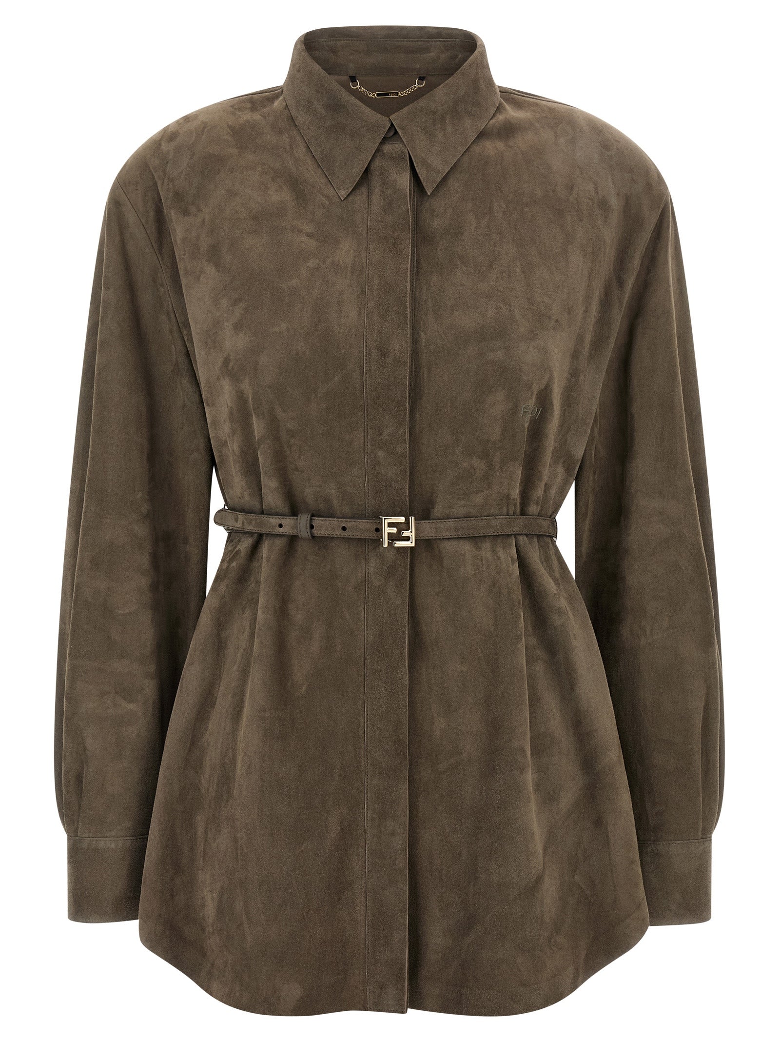 Gray Lamb Leather Blouse