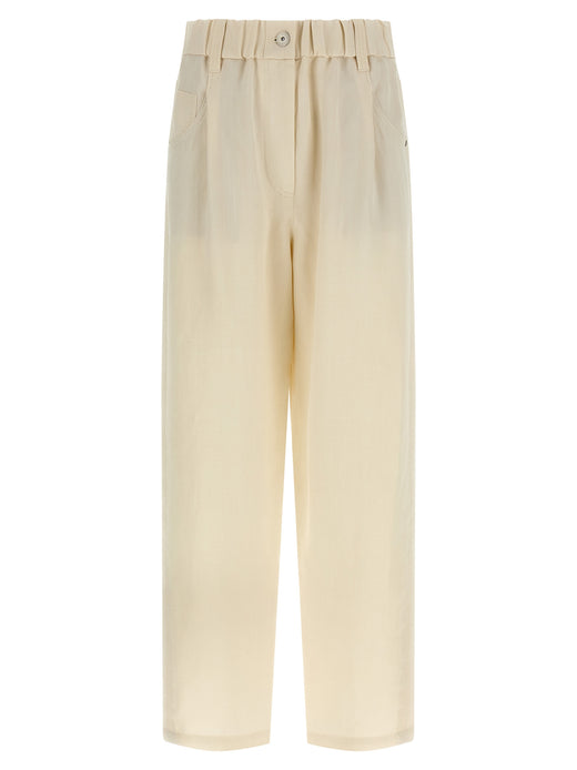 White Viscose Casual Pants