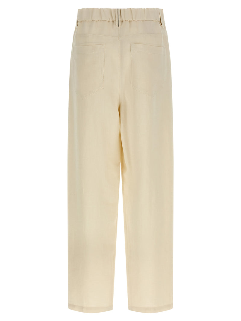 White Viscose Casual Pants