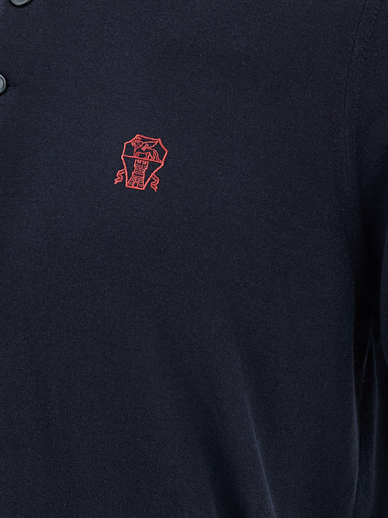 Blue Cotton Polo Shirt