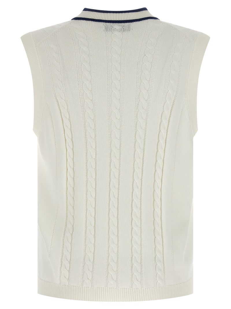 White Cotton Sleeveles Sweater