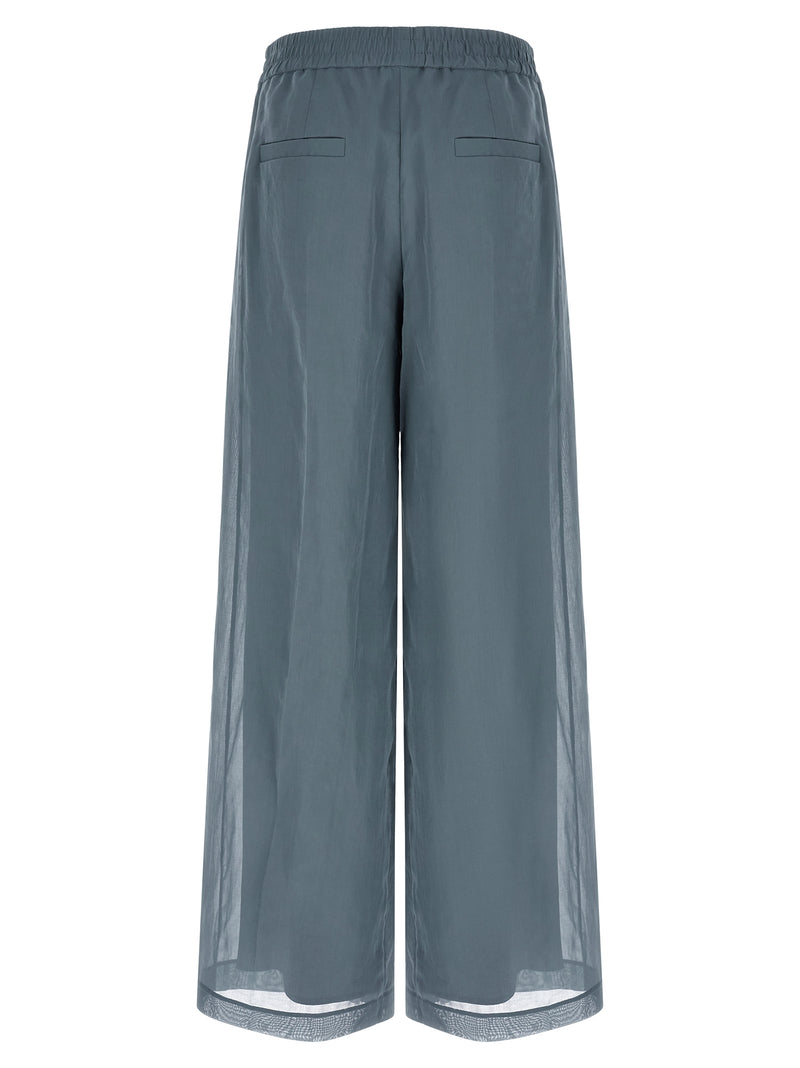Blue Cotton Casual Pants