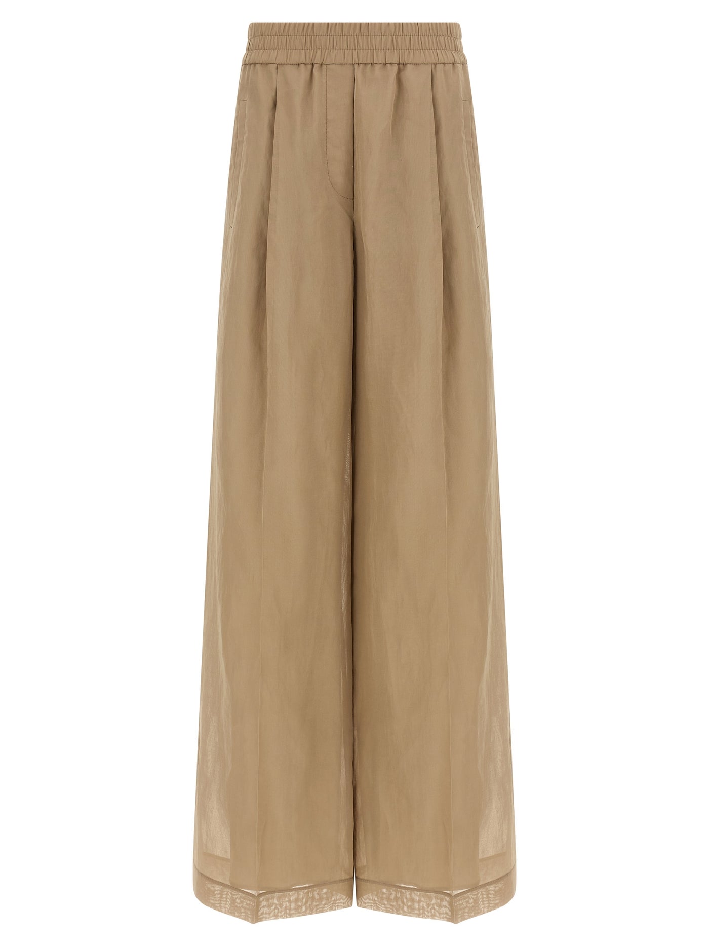 Beige Cotton Casual Pants