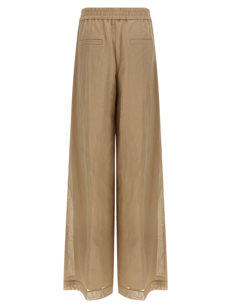 Beige Cotton Casual Pants