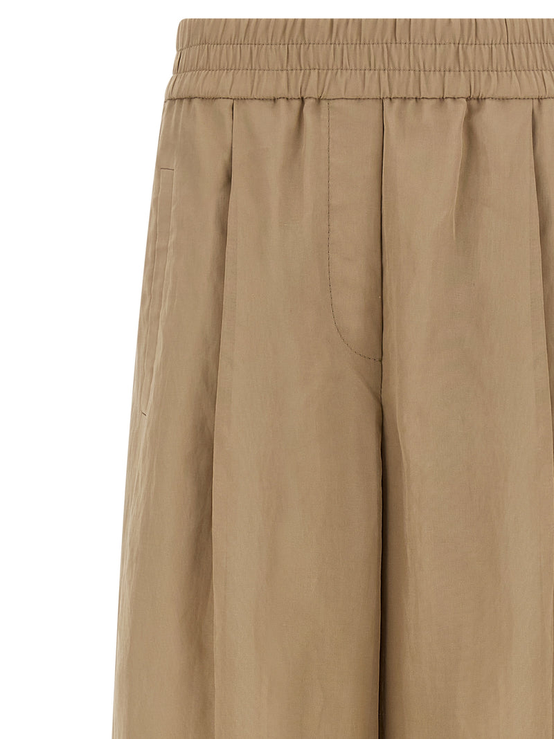 Beige Cotton Casual Pants