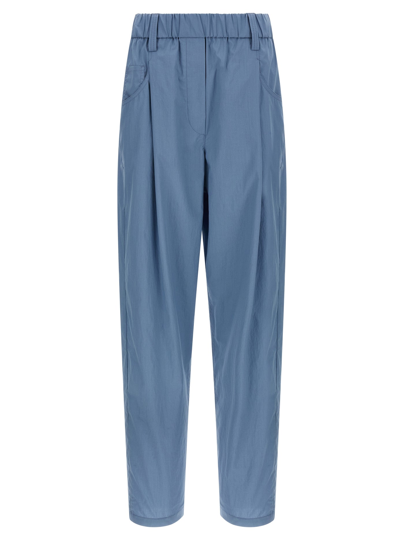 Blue Cotton Casual Pants