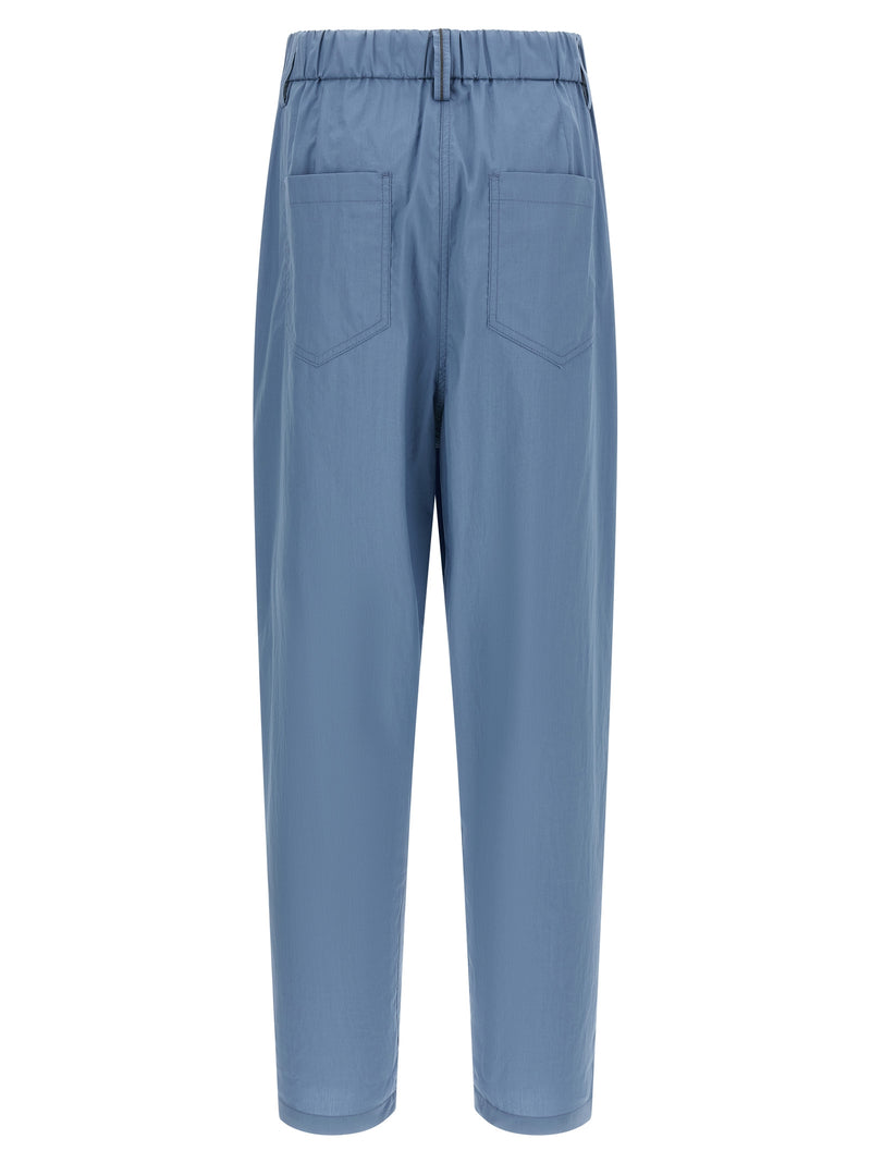 Blue Cotton Casual Pants