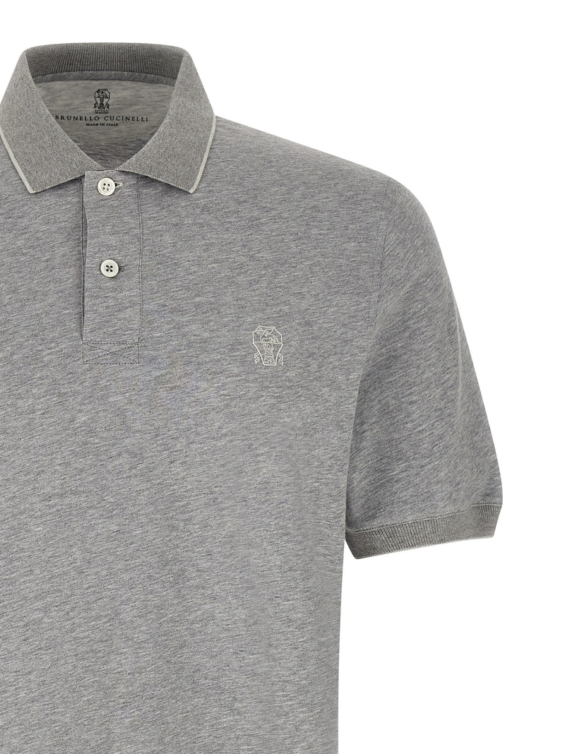 Gray Cotton Polo Shirt