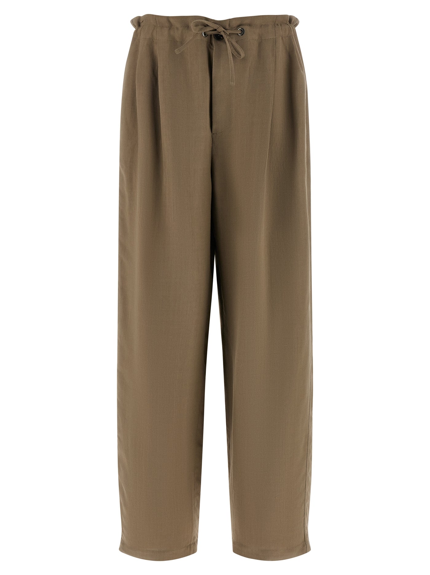 Beige Viscose Casual Pants