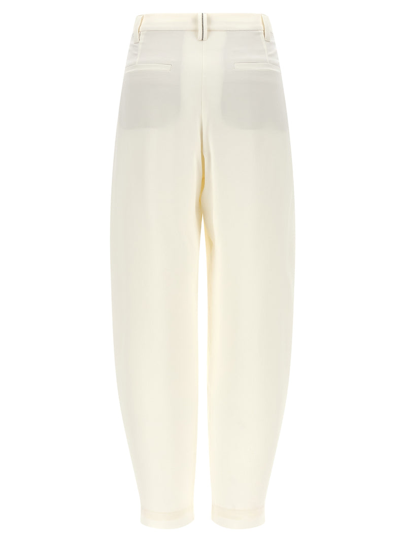 Beige Viscose Casual Pants