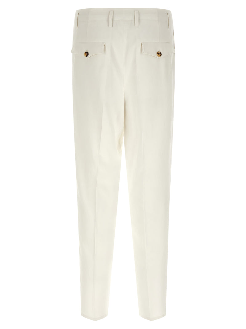 White Cotton Casual Pants