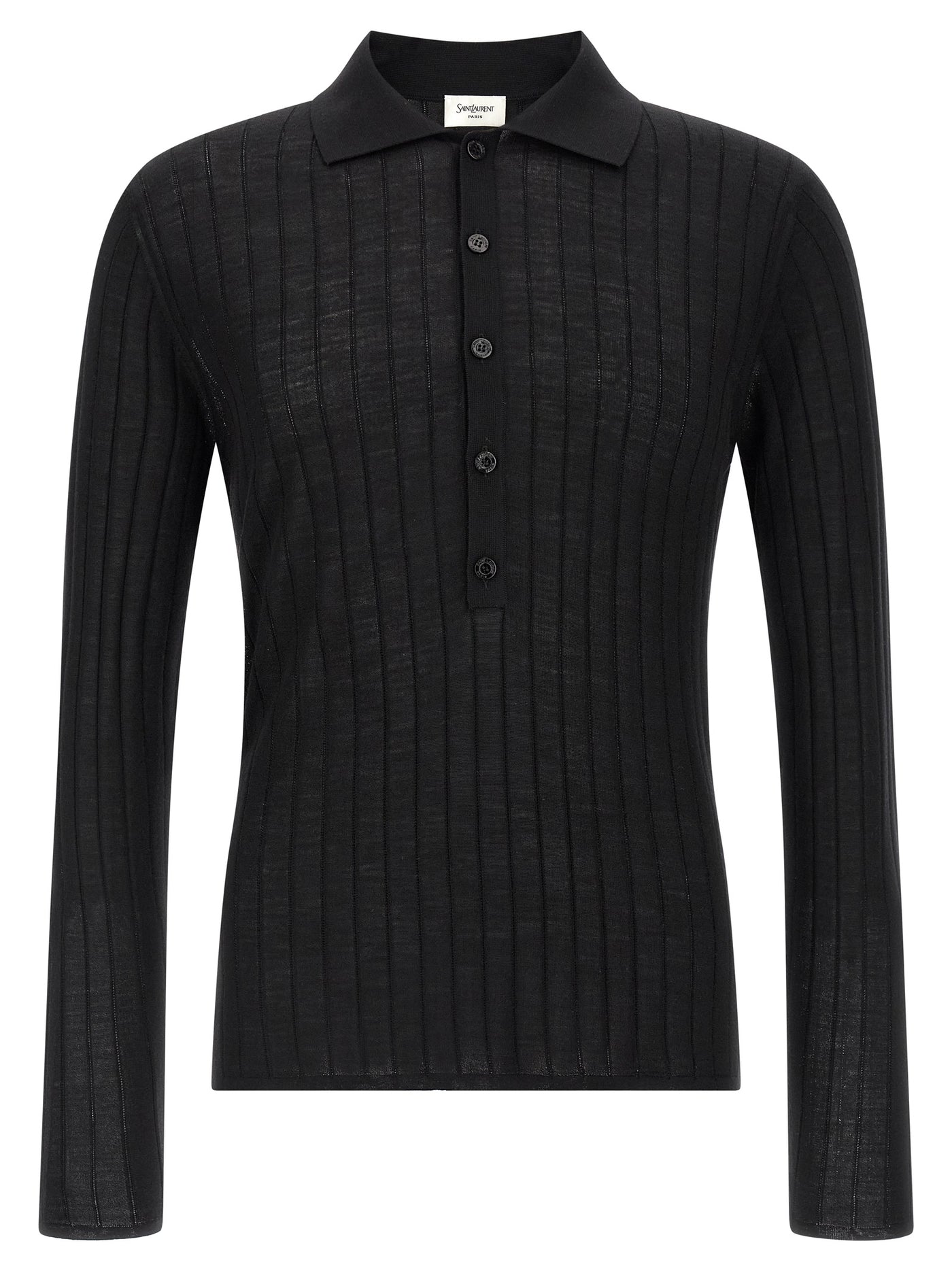 Black Wool Polo Shirt