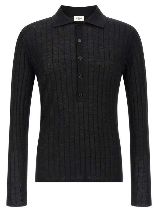 Black Wool Polo Shirt