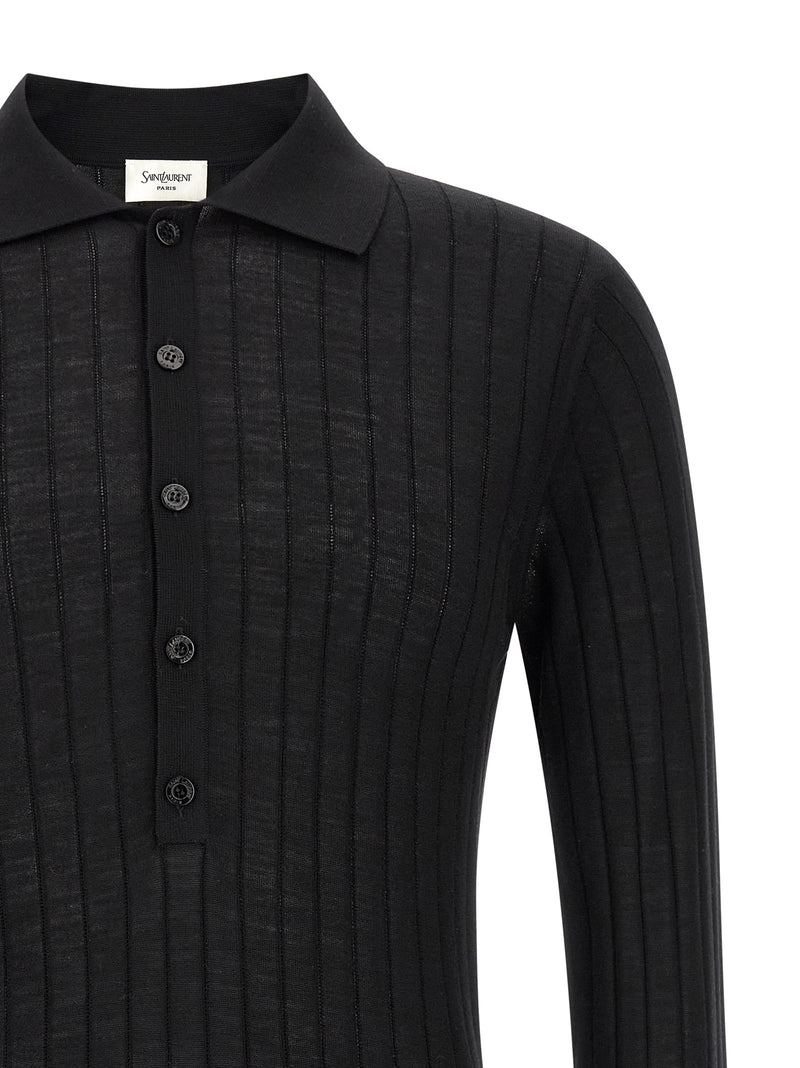 Black Wool Polo Shirt