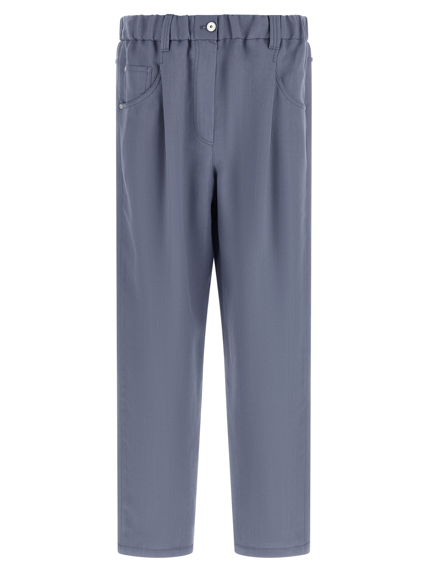 Blue Viscose Casual Pants