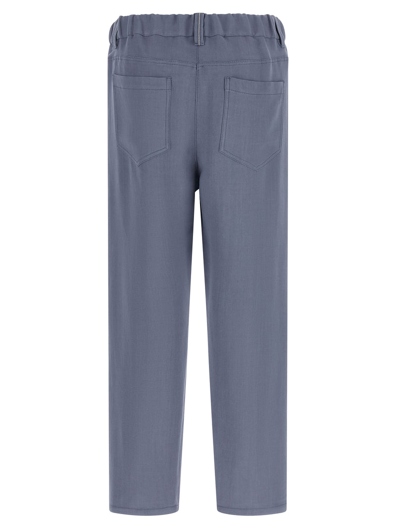 Blue Viscose Casual Pants