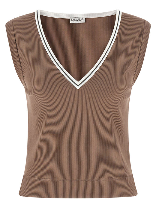 Brown Cotton Tank Tops