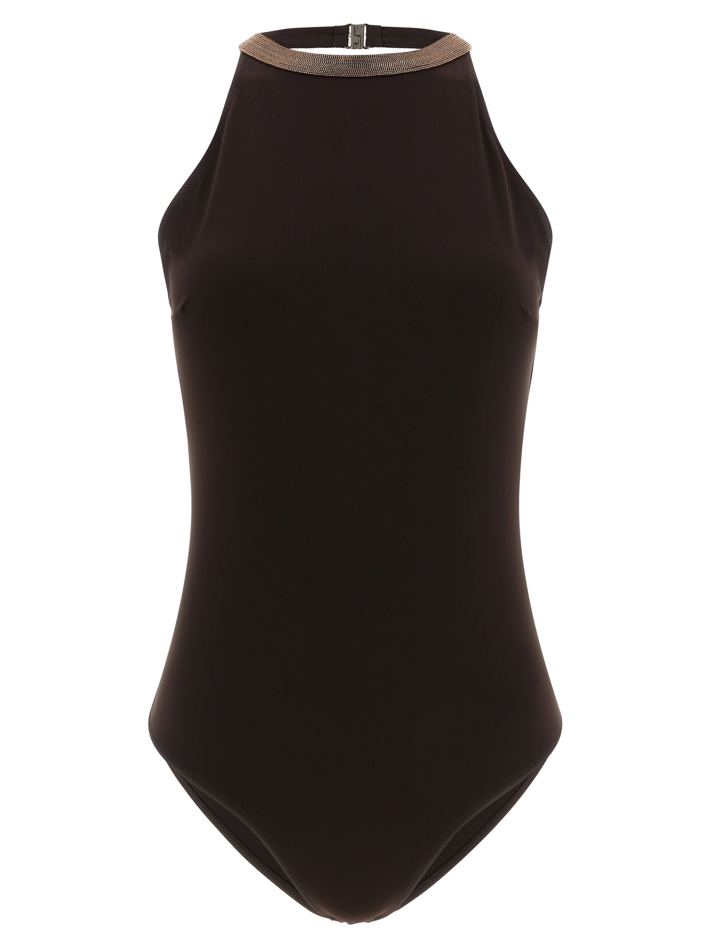 Brown Polyamide One-Piece Swimsuit