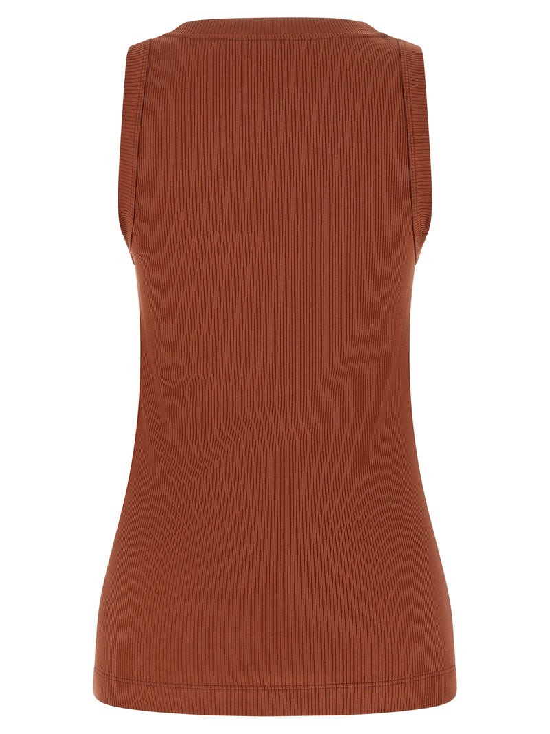 Brown Cotton Sleeveles T-Shirt