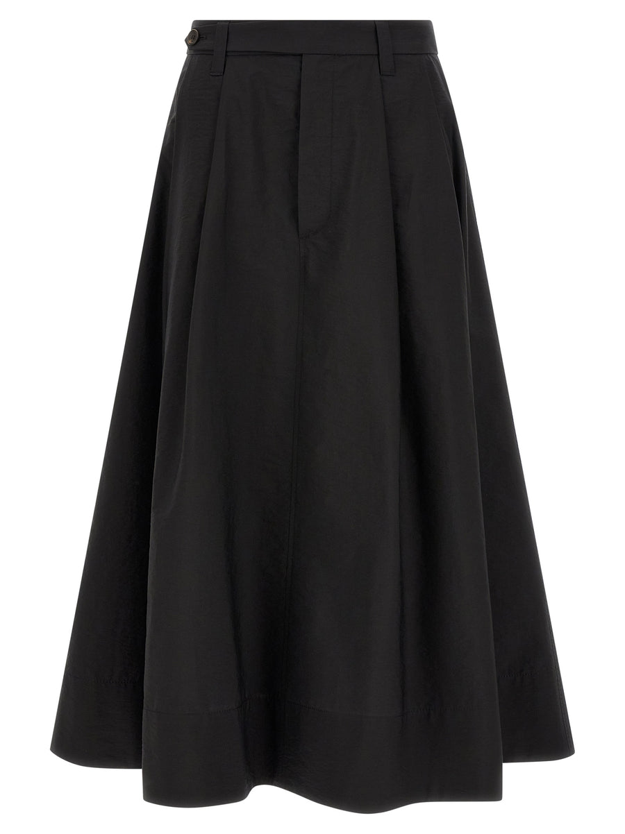 Black Cotton Midi Skirt