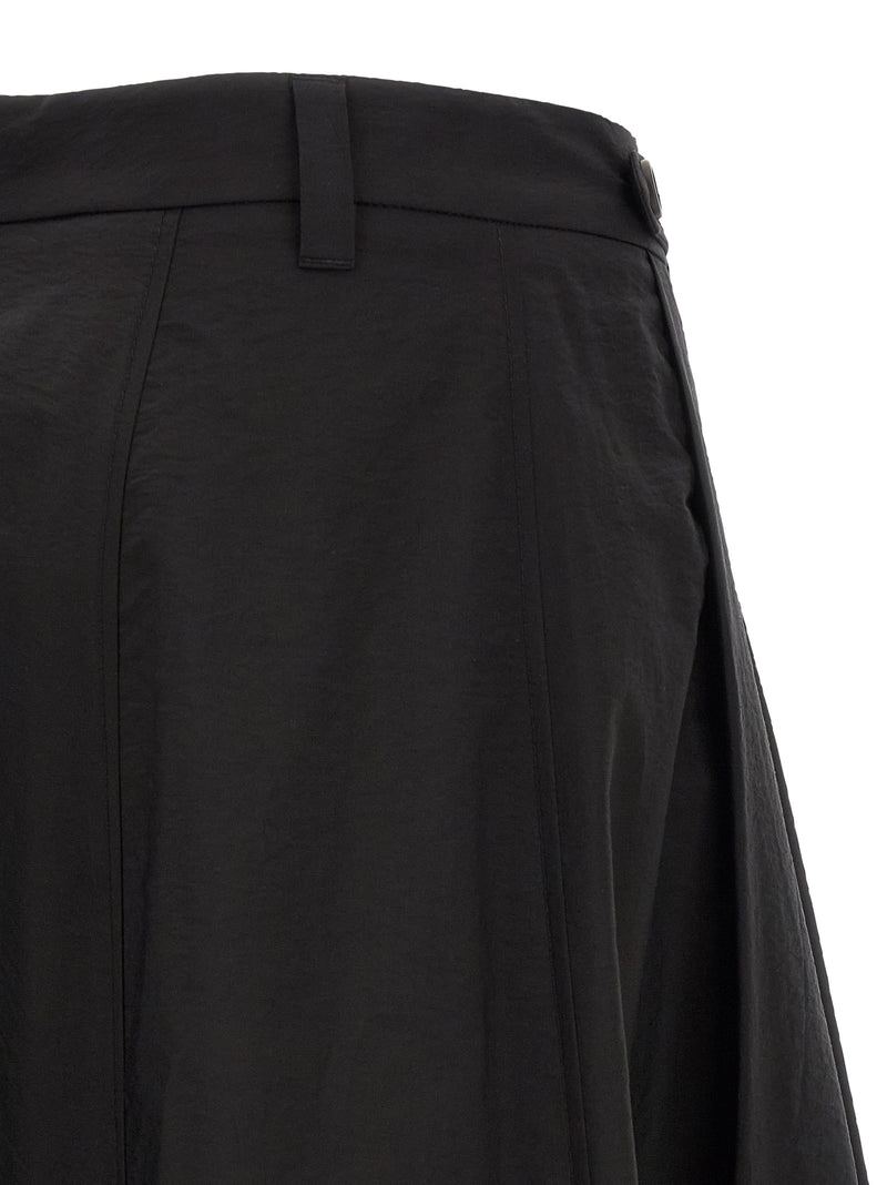 Black Cotton Midi Skirt