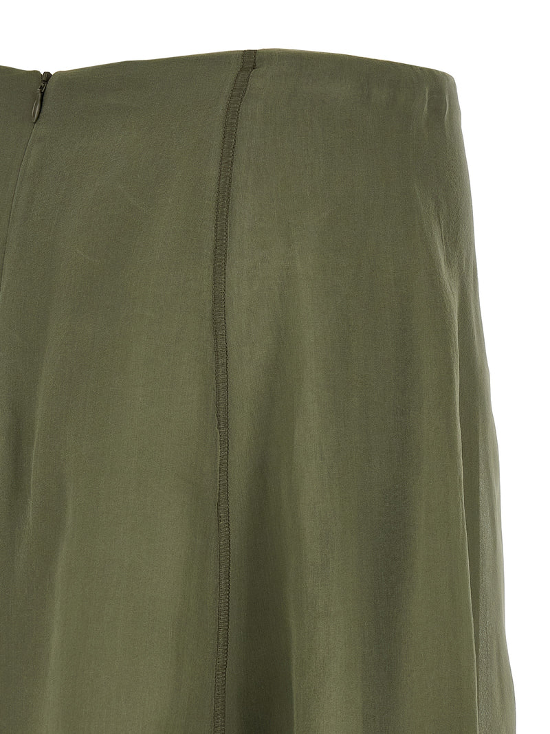Bicolor Silk Midi Skirt