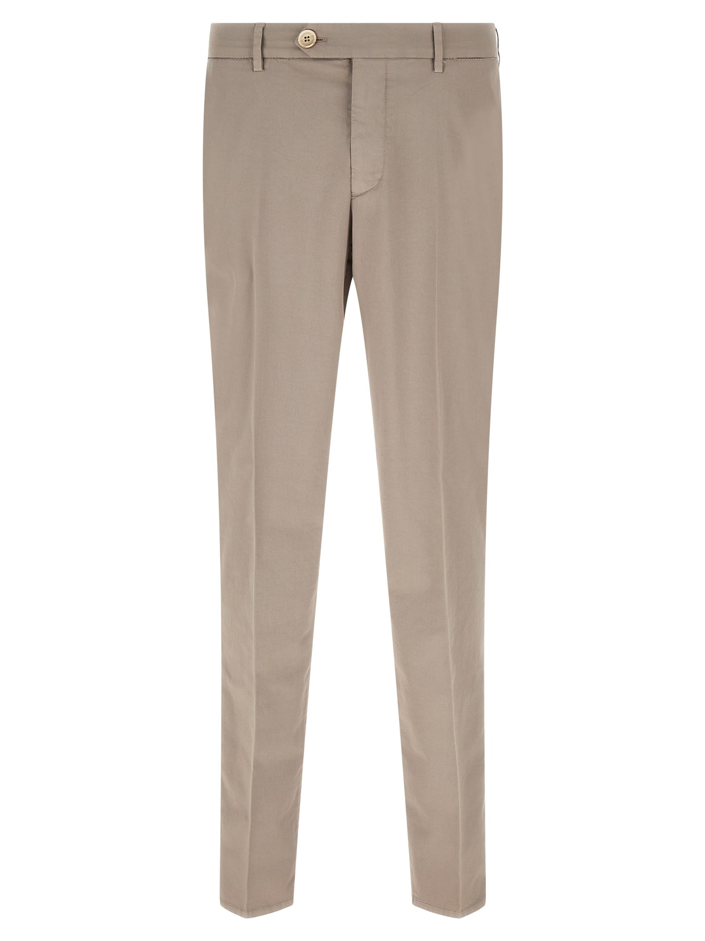 Beige Cotton Casual Pants