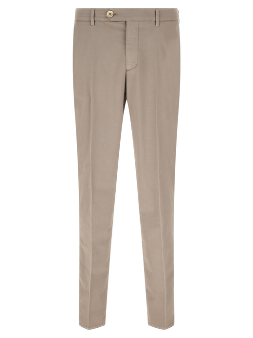 Beige Cotton Casual Pants