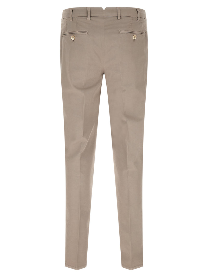 Beige Cotton Casual Pants