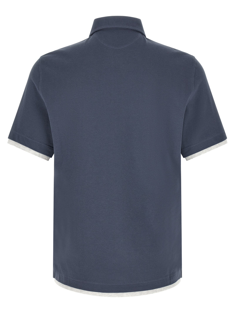 Blue Cotton Polo Shirt