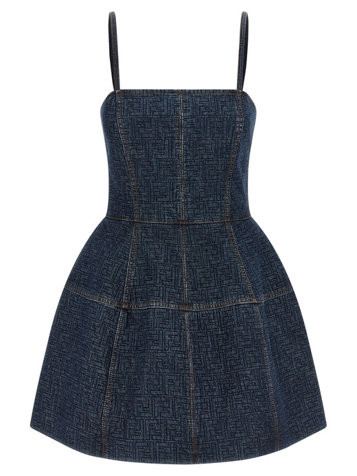 Blue Cotton Short Dress
