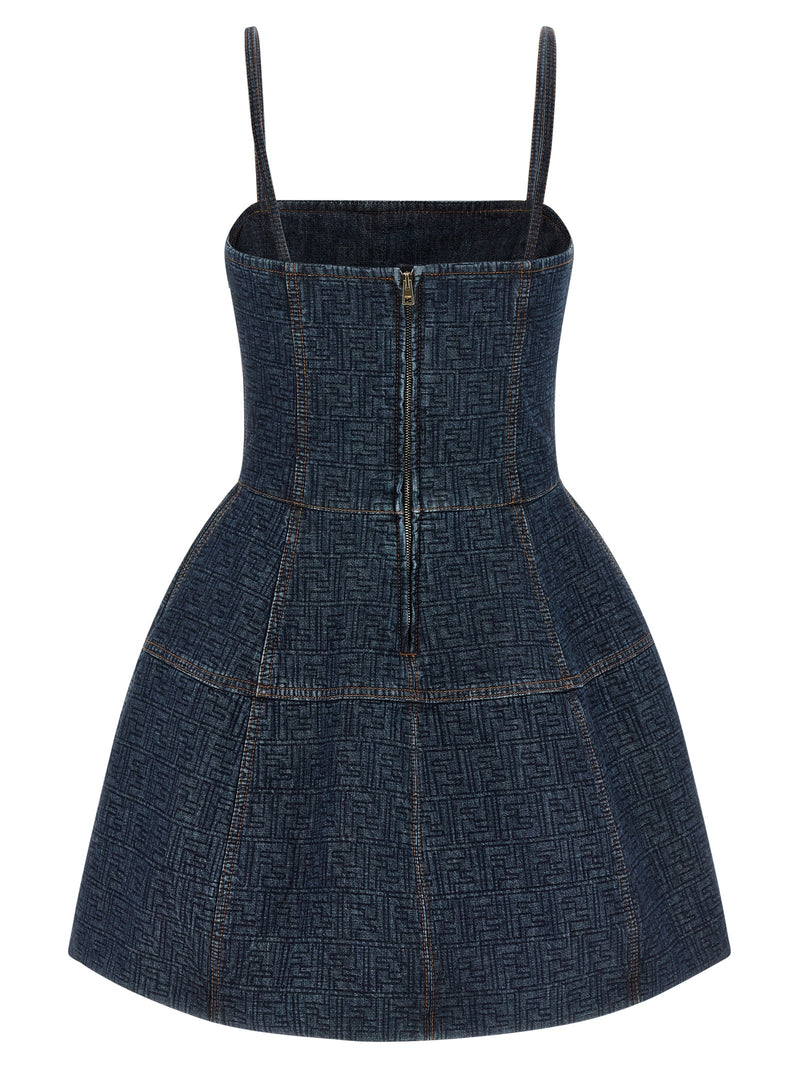 Blue Cotton Short Dress