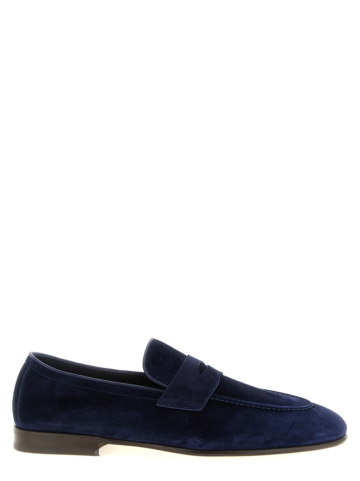 Blue Calfskin Slip-On Loafers