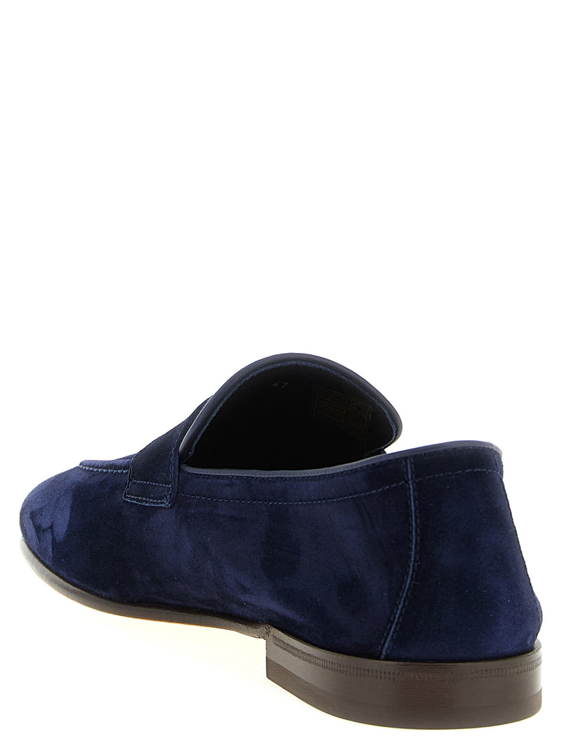 Blue Calfskin Slip-On Loafers