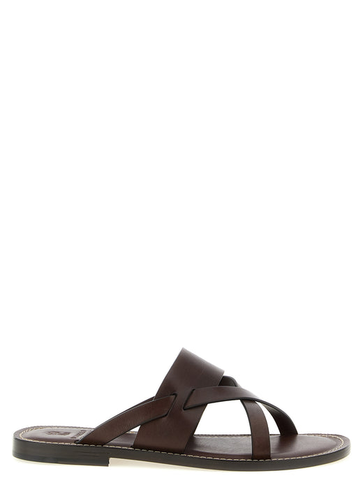 Brown Calfskin Slides