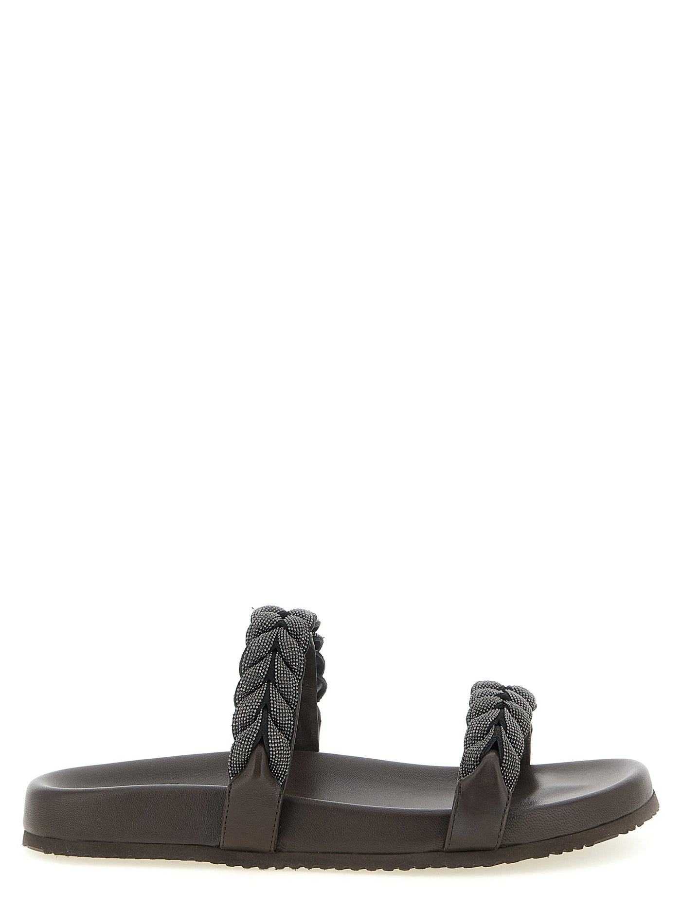 Brown Leather Slides