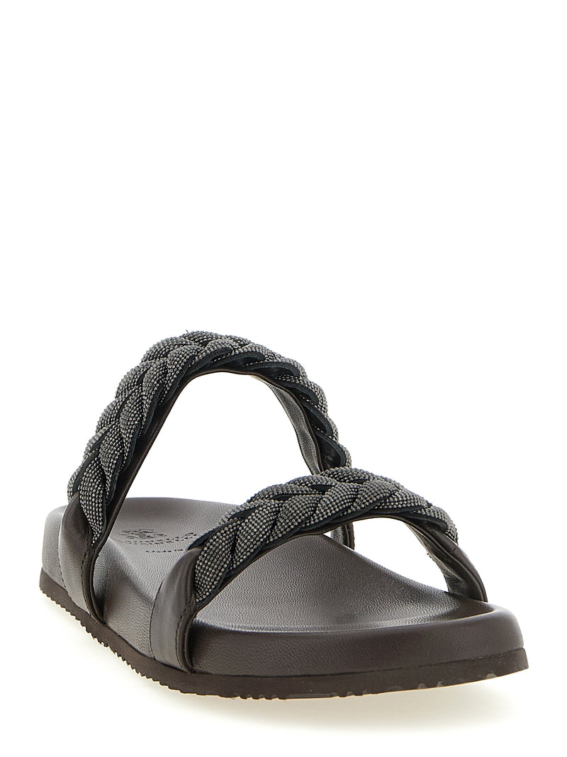 Brown Leather Slides