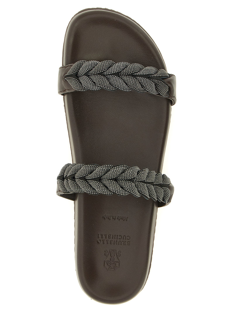 Brown Leather Slides