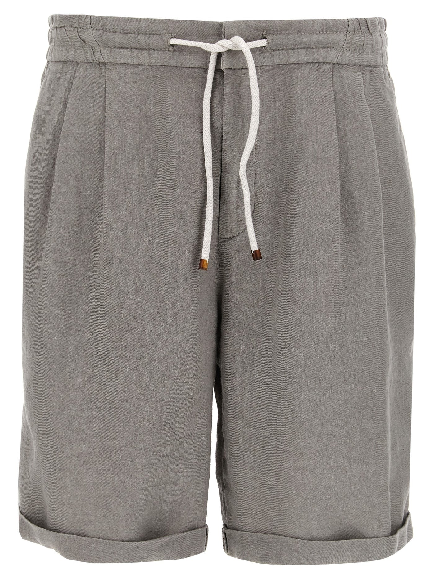 Gray Linen Bermuda Shorts