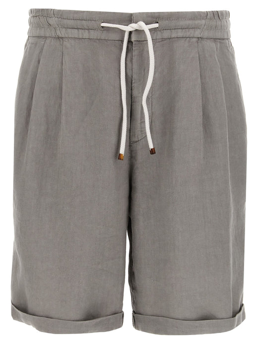 Gray Linen Bermuda Shorts