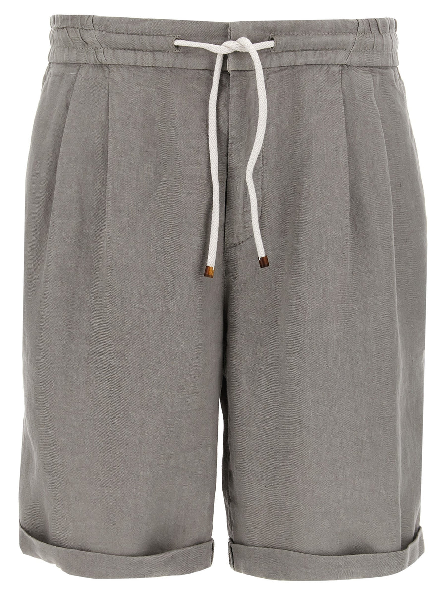 Gray Linen Bermuda Shorts