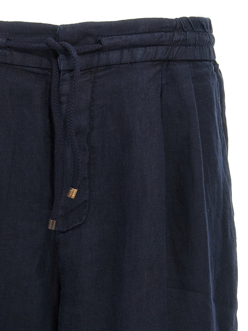 Blue Linen Bermuda Shorts