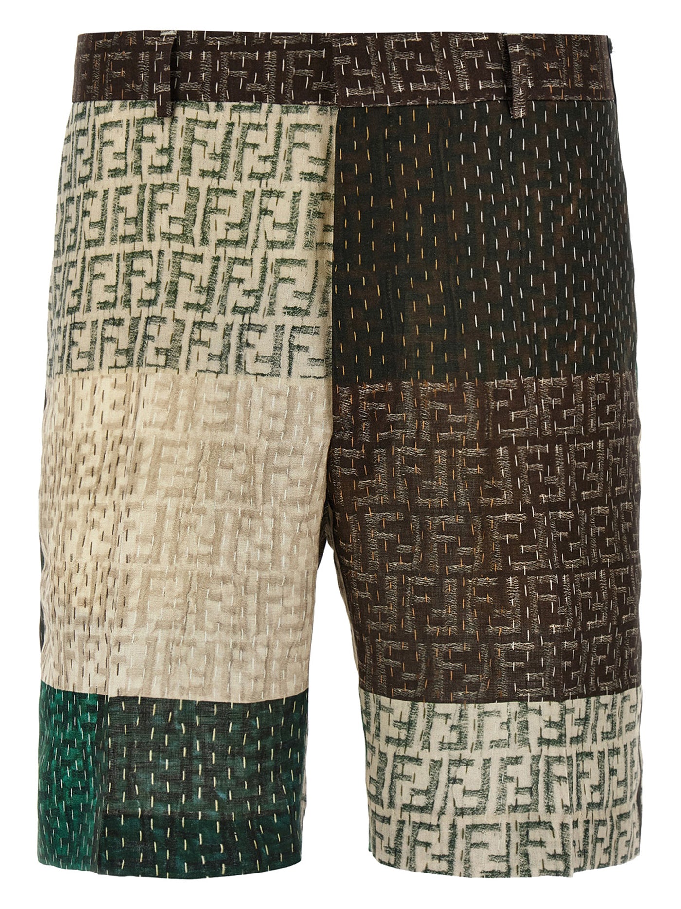 Multicolor Linen Bermuda Shorts